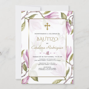 Invitation Invitacion De Bautizo Con Flores Baptême