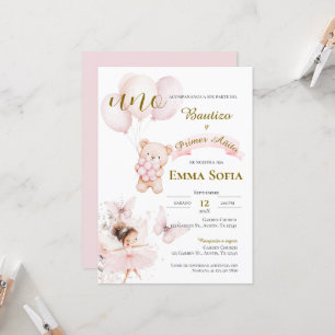 Invitation Invitación de Bautizo y primer año en español
