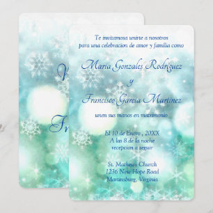 Invitation Invitacion de Boda Acuarela de Copo de Nieve