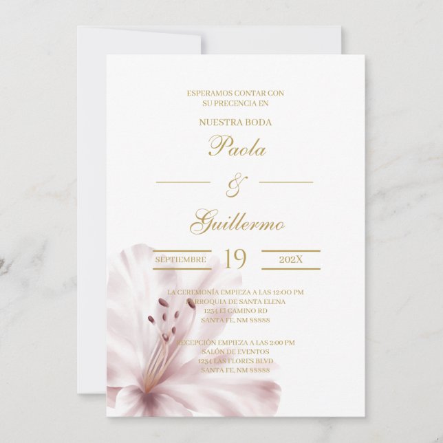 Invitation Invitación de boda con flor (Devant)