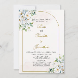 Invitation Invitacion de boda con ramo blanco