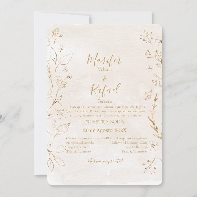 Invitation Invitación de boda con rosas (Devant)