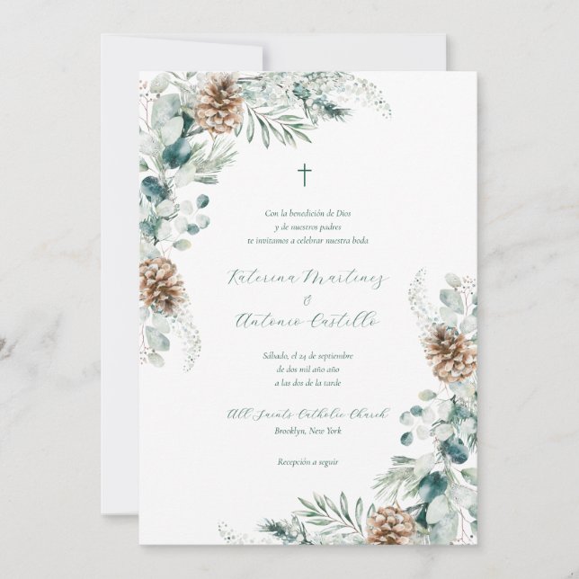 Invitation Invitacion de Boda Cristiana Mariage espagnol (Devant)