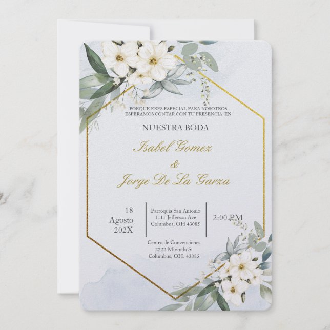 Invitation Invitacion de boda en espanol con flanca (Devant)