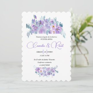 Invitation Invitación de Boda “Flores en Tono Lila”
