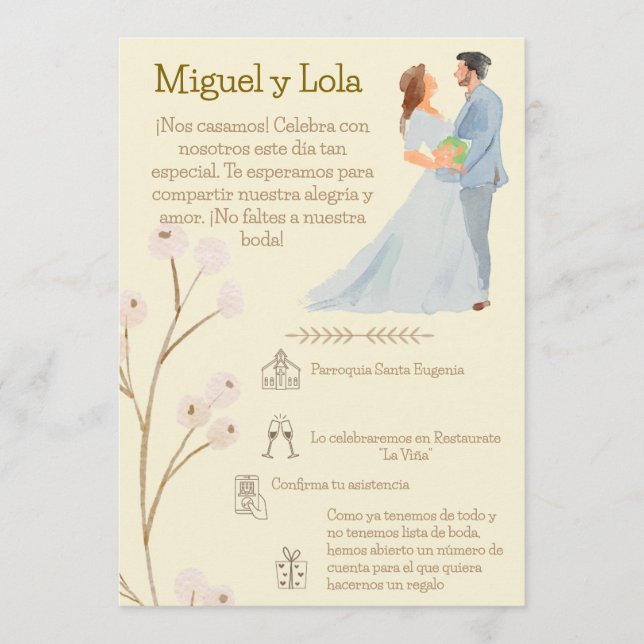 Invitation Invitación de Boda  Personalizable  (Devant)