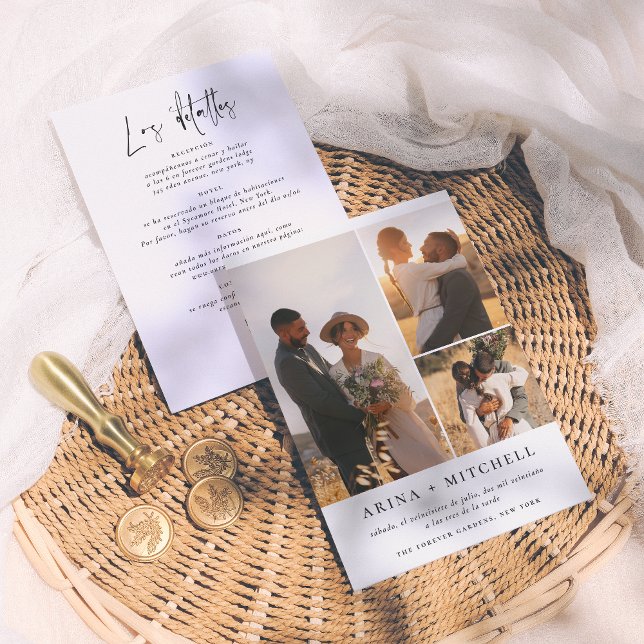 Invitation Invitación de Boda Todo en Uno Elegante 3 Fotos (Créateur téléchargé)
