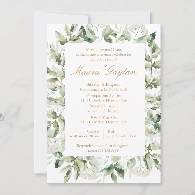 Invitation Invitación de quinceañera con marco (Devant)