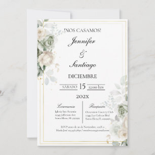 Invitation Invitación elegante con flor blanca para boda