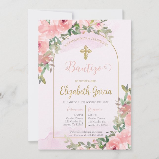 Invitation Invitación elegante para bautismo (Devant)