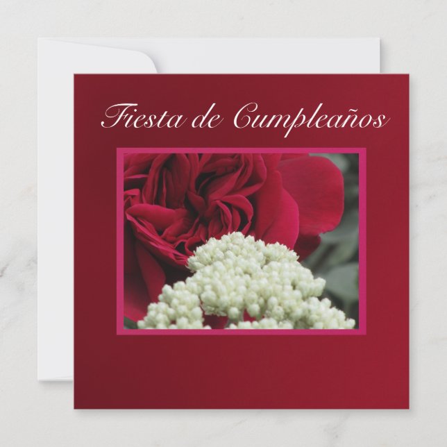 Invitation Invitación - Fiesta de Cumpleaños - Rosa roja (Devant)