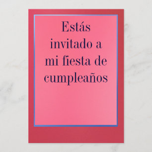 Invitation Invitación - Fiesta de Cumpleaños - Rosada y Roja
