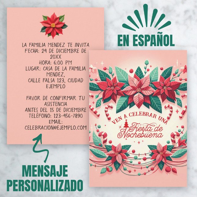 Invitation Invitación Fiesta Mexicana de Nochebuena (Invitación Mexican Fiesta de Nochebuena Spanish Invitation)