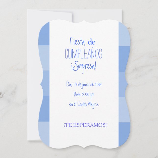 Invitation Invitación - Fiesta Sorpresa de cumpleaños - Azul (Devant)