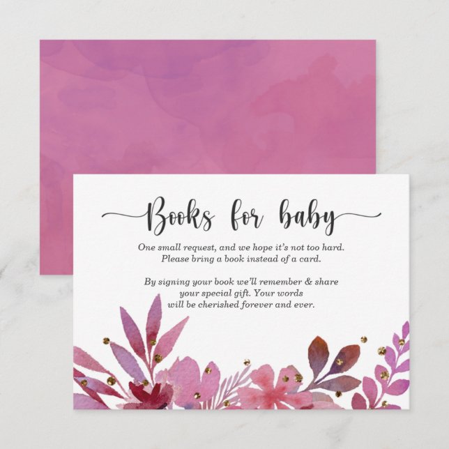 Invitation Invitación Lila and Gold Confetti Girl books for b (Devant / Derrière)