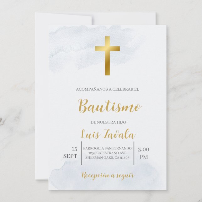 Invitation Invitación minimalista para bautismo (Devant)