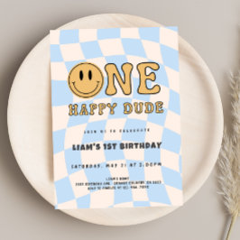 INVITATION INVITACIÓN ONE HAPPY DUDE BIRTHDAY