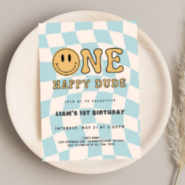 INVITATION INVITACIÓN ONE HAPPY DUDE BIRTHDAY