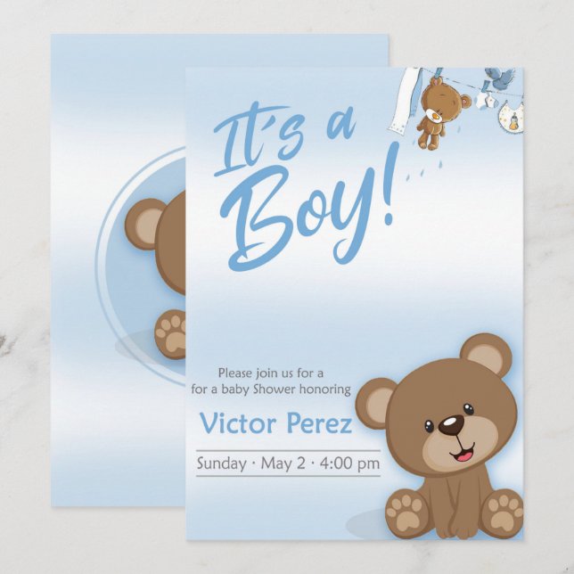 Invitation Invitación para baby shower (Devant / Derrière)