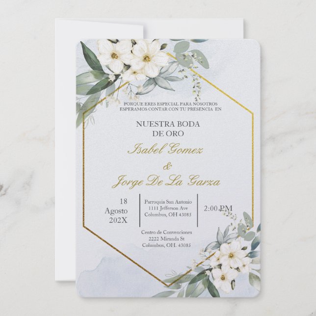 Invitation Invitación para boda de oro (Devant)