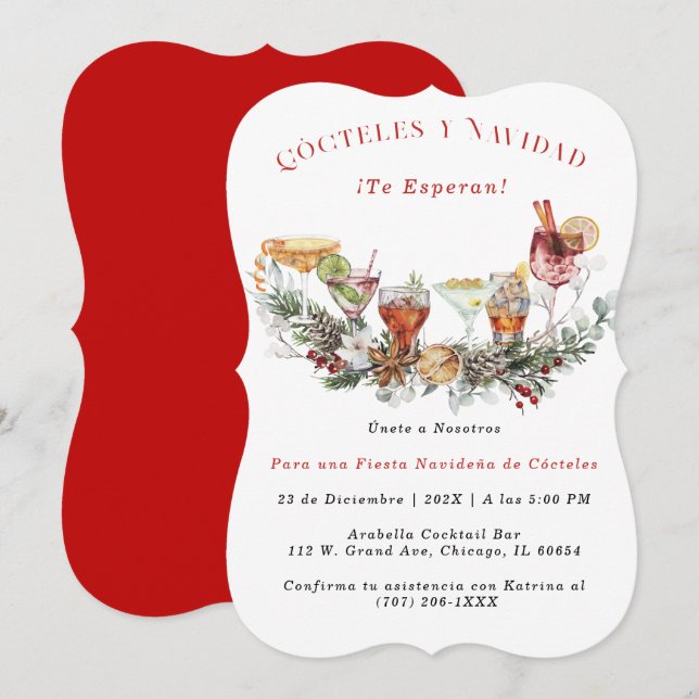 Invitation invitación Para Fiestas Navideñas (Devant / Derrière)