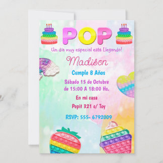 Invitation Invitación Pop It Niña