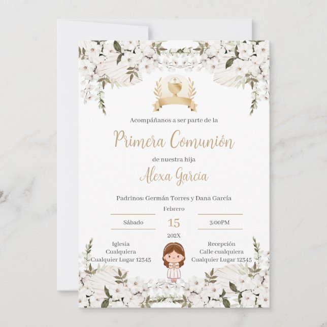 Invitation Invitación Primera Comunión Niña (Devant)