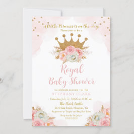 Invitation Invitación Princess Floral Pink & Gold Baby Shower