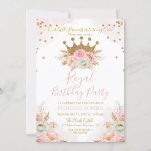 Invitation Invitación Princess Floral Rose & Or Anniversaire 