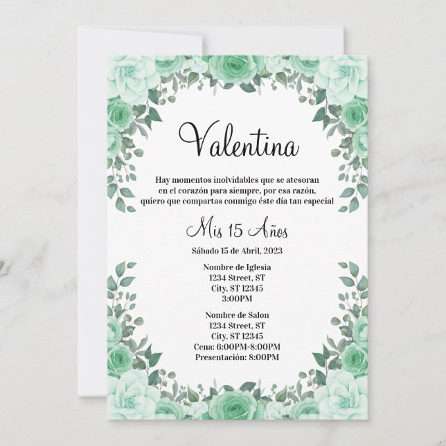 Invitation Invitación Quinceañera (Devant)