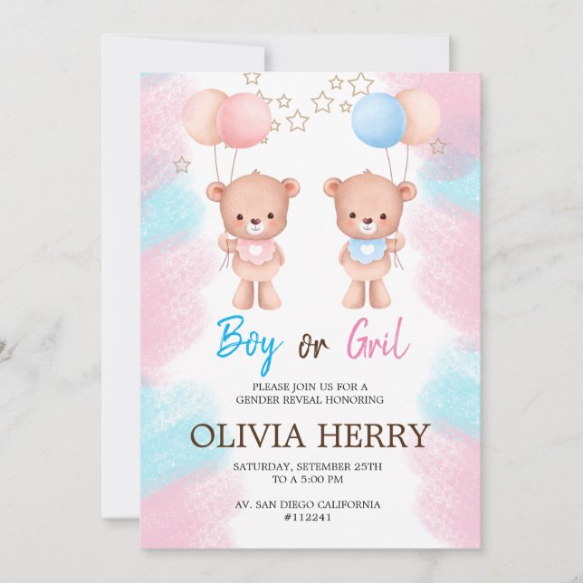 INVITATION INVITACION REVELACION DE GENERO (Devant)