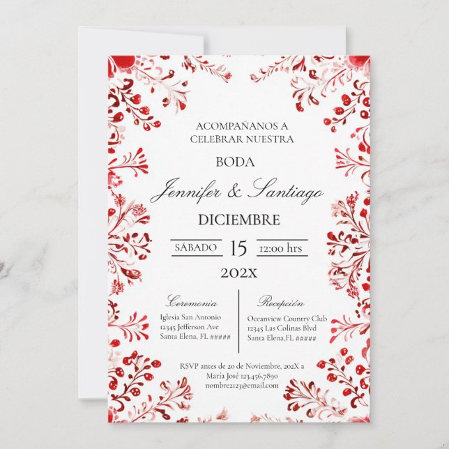 Invitation Invitación tema Mexicano para boda (Devant)