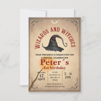 Invitation Invitación Wizard School Themed Birthday Party Inv