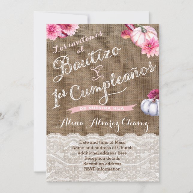 Invitation Invitaciónes con calabazas, Bautizo y 1er cumple (Devant)