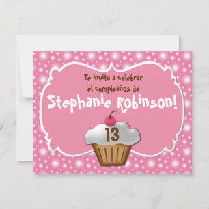 Invitation Invitaciones de cumpleaños, Fiesta de Rosa cupcake