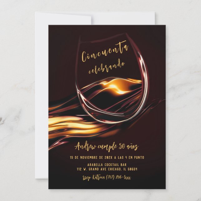 Invitation Invitaciones de Cumpleaños Número 50 para Hombre (Devant)
