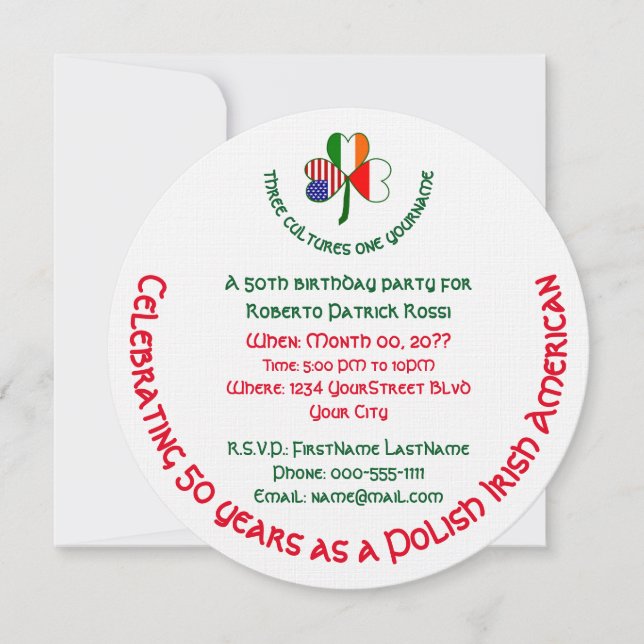 Invitation Invitat d'anniversaire de l'irlandais Shamrock (Devant)