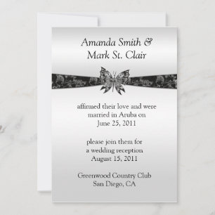 Invitation Invitat du Mariage de la Poste Argent et Papillon 
