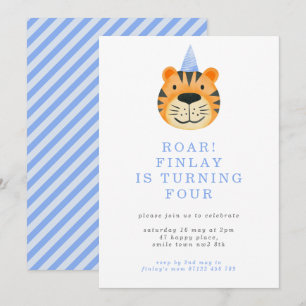 Invitation Invitati minimaliste Boy's 4th Birthday Tiger Part