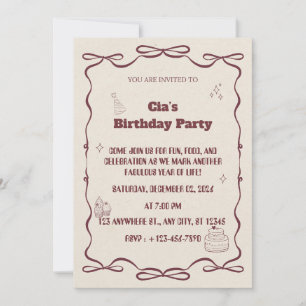 Invitation "Invitation de fête d'anniversaire beige élégant"