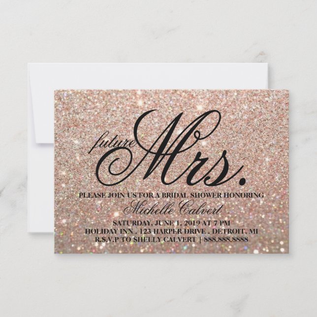 Invitation Invitation-Rose Gold Parties scintillant BridalSho (Devant)