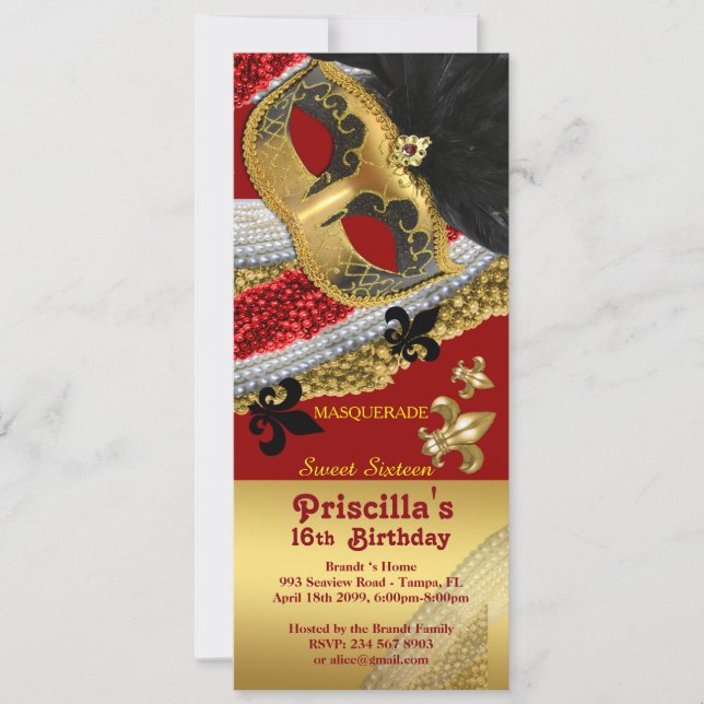 Invitation "Invitation style billet", "Sweet sixteen d'annive (Devant)