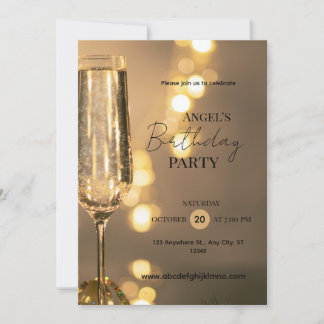 Invitation InvitationFête d'anniversaire élégante au Champagn