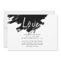 Invite de mariage moderne - Peinture noir blanc