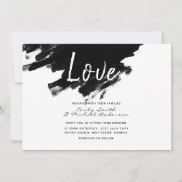Invitation Invite de mariage moderne - Peinture noir blanc