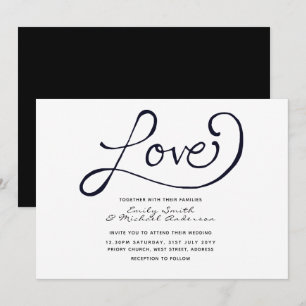 Invitation Invite de mariage moderne - Simple noir blanc