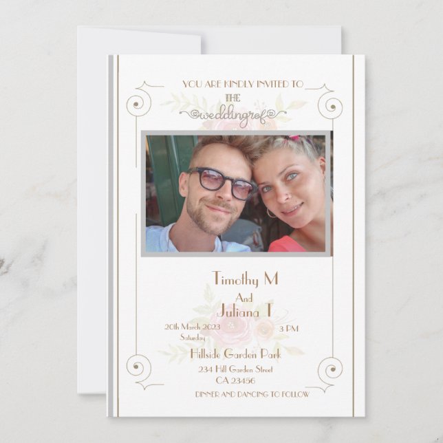 Invitation Invite de mariage Nom de photo personnalisé Adress (Devant)