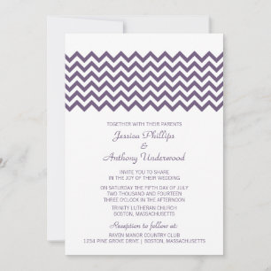 Invitation Invite de mariage Purple Simple Chevron