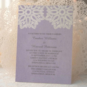 Invitation Invite Mariage de dentelle violet élégant