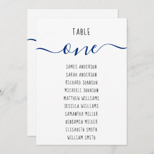 Invitation Invités Noms & Blue Script 5x7 Panneau de siège de